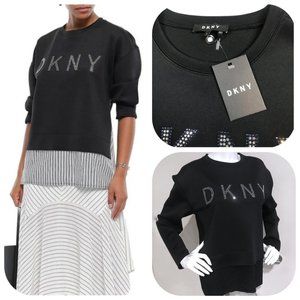 NWT DKNY crystal-embellished scuba sweatshirt